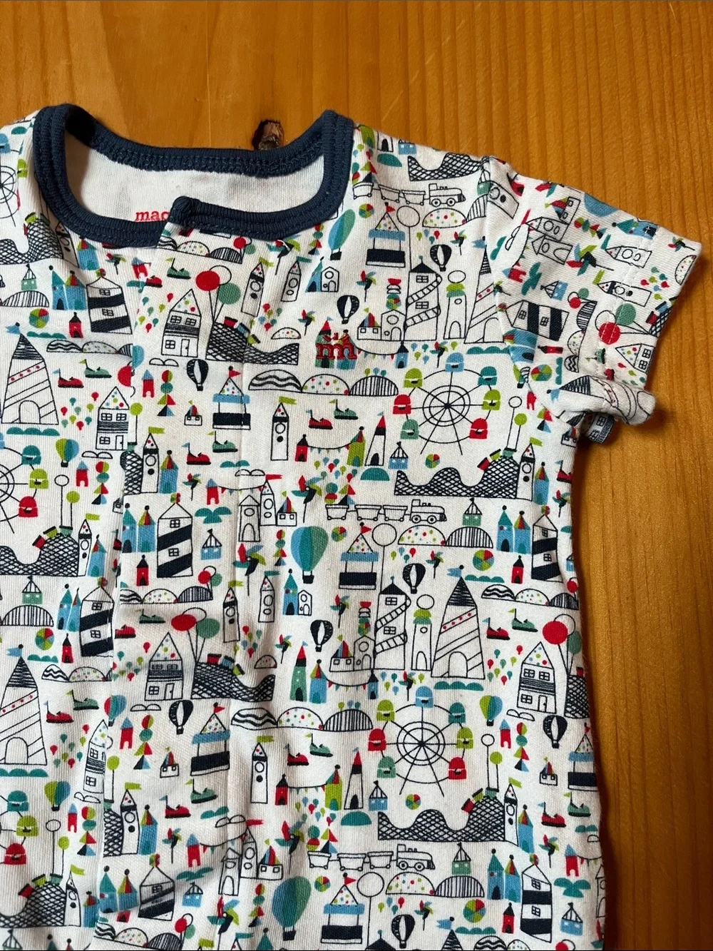 MAGNETIC ME 3-6M Blue Fair Playground Print Magnetic Closure Shortalls